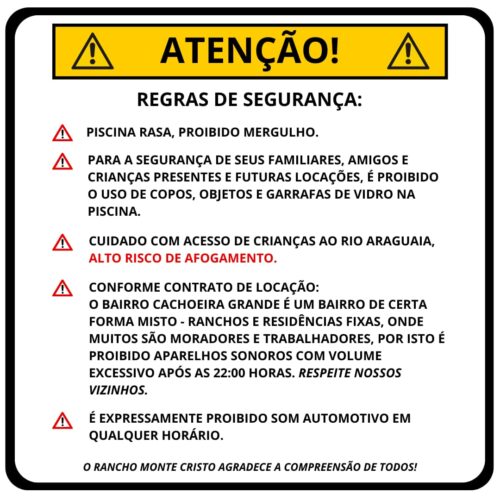 Regras do Rancho Monte Cristo